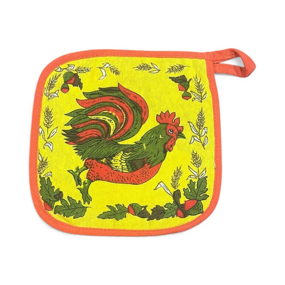 Vintage 70’s Colorful Rooster Pot Holder